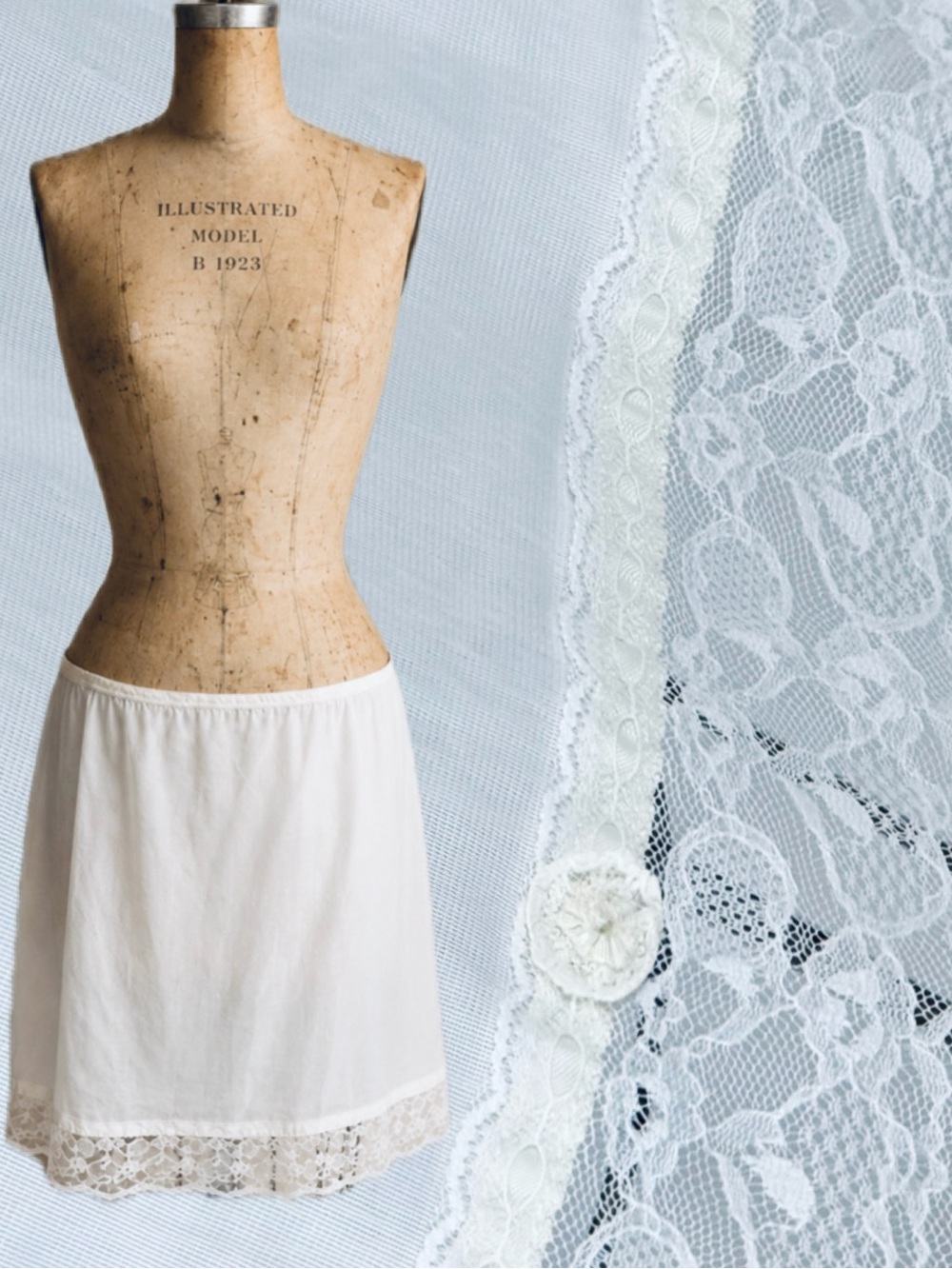 VINTAGE MCM 50s 60s white nylon‎ skirt dress slip layer lingerie mini Penney’s
